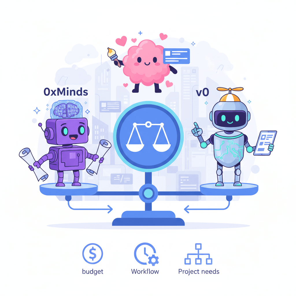 0xMinds vs v0 vs Lovable: Which AI Frontend Builder Wins in 2025? - Featured Image